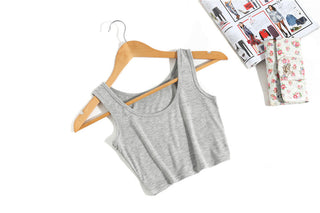 Summer Women Sexy Crop Tops Slim Short Women Sleeveless U Croptops Ladies Tank Tops Female Crop Tops Tube Vest 7 Colours alodia store