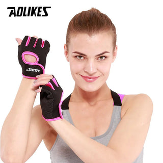AOLIKES 1 Pair Men Women Gym Half Finger Sports Fitness Exercise Training Wrist Gloves Anti-slip Resistance Weightlifting Gloves Alodia Store