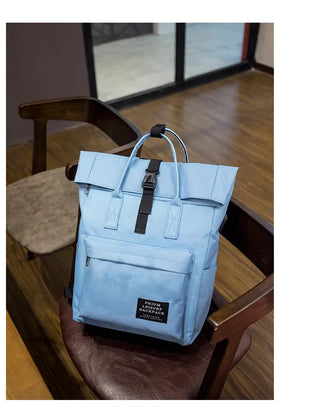 Women External USB Charge Backpack Nylon Rucksack ALODIA STORE