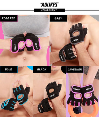 AOLIKES 1 Pair Men Women Gym Half Finger Sports Fitness Exercise Training Wrist Gloves Anti-slip Resistance Weightlifting Gloves Alodia Store