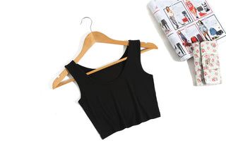 Summer Women Sexy Crop Tops Slim Short Women Sleeveless U Croptops Ladies Tank Tops Female Crop Tops Tube Vest 7 Colours alodia store