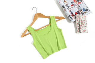 Summer Women Sexy Crop Tops Slim Short Women Sleeveless U Croptops Ladies Tank Tops Female Crop Tops Tube Vest 7 Colours alodia store