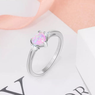 Classic Eternal Heart Rings Silver Color Blue Pink White Alodia Store