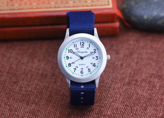 Chaoyada Children Boys Girls 24hours Canvas Luminous Pointer Quartz Wristwatches Kids Students Military Waterproof Watches Alodia Store