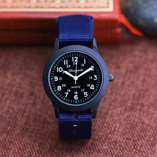 Chaoyada Children Boys Girls 24hours Canvas Luminous Pointer Quartz Wristwatches Kids Students Military Waterproof Watches Alodia Store