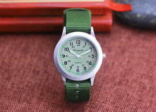 Chaoyada Children Boys Girls 24hours Canvas Luminous Pointer Quartz Wristwatches Kids Students Military Waterproof Watches Alodia Store