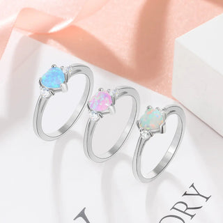 Classic Eternal Heart Rings Silver Color Blue Pink White Alodia Store