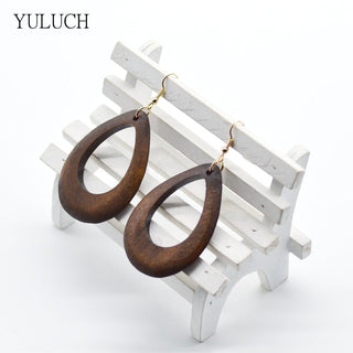 New design woman earrings eardrop handmade wood earring hollow circular National style fashion jewelry dangler 1 pair Alodia Store