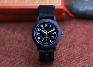 Chaoyada Children Boys Girls 24hours Canvas Luminous Pointer Quartz Wristwatches Kids Students Military Waterproof Watches Alodia Store