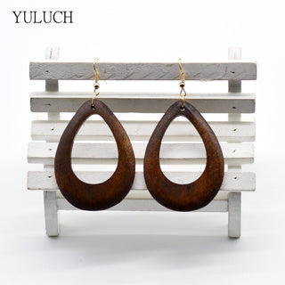 New design woman earrings eardrop handmade wood earring hollow circular National style fashion jewelry dangler 1 pair Alodia Store