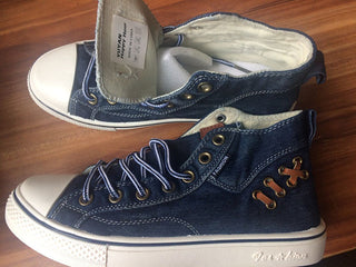 Denim Fashion Sneakers Women's Sneakers Thick Sole Ladies Brand Shoes Plus Size 42 ZHK040 alodia store