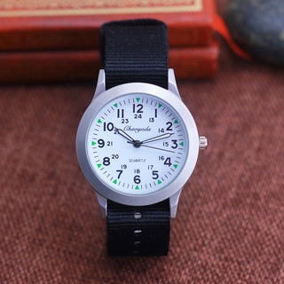 Chaoyada Children Boys Girls 24hours Canvas Luminous Pointer Quartz Wristwatches Kids Students Military Waterproof Watches Alodia Store