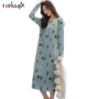 Fdfklak Plus size 100% cotton nightdress women spring autumn nightgowns female long sleeve sleep dress women's nightshirt M-3XL Alodia Store