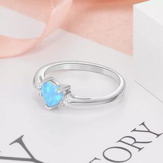 Classic Eternal Heart Rings Silver Color Blue Pink White Alodia Store