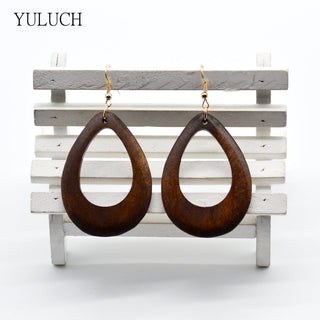 New design woman earrings eardrop handmade wood earring hollow circular National style fashion jewelry dangler 1 pair Alodia Store