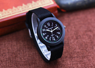Chaoyada Children Boys Girls 24hours Canvas Luminous Pointer Quartz Wristwatches Kids Students Military Waterproof Watches Alodia Store