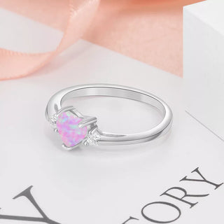Classic Eternal Heart Rings Silver Color Blue Pink White Alodia Store