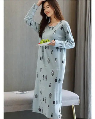 Fdfklak Plus size 100% cotton nightdress women spring autumn nightgowns female long sleeve sleep dress women's nightshirt M-3XL Alodia Store