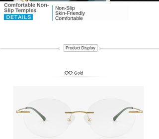 Titanium Alloy Rimless Glasses Frame Men Ultralight Round Eyeglasses Myopia Prescription Frames For Women Optical Eye Glass Alodia Store