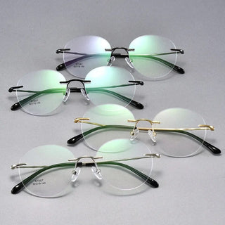 Titanium Alloy Rimless Glasses Frame Men Ultralight Round Eyeglasses Myopia Prescription Frames For Women Optical Eye Glass Alodia Store