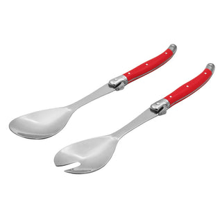 2pcs 10'' Red Salad Spoon set Laguiole Stainless steel Spoon Western Dinnerware Black ABS Handle Party Cake Dessert Tool Kitchen Alodia Store