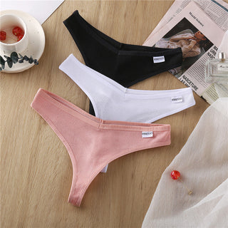 3Pcs/Set Women Cotton Thongs Panties Sexy Low Waist G-String Briefs Ladies lringerie. ALODIA STORE
