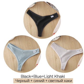 3Pcs/Set Women Cotton Thongs Panties Sexy Low Waist G-String Briefs Ladies lringerie. ALODIA STORE