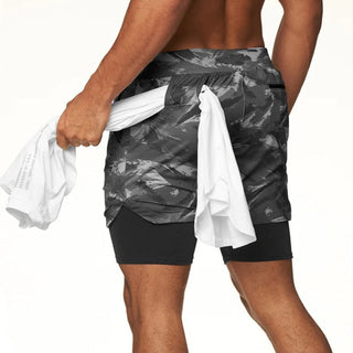 2023 Camo Running Shorts Men 2 In 1 Double-deck Quick Dry GYM Sport Shorts Fitness Jogging Workout Shorts Men Sports Short Pants Alodia Store