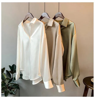 Spring 2021 Womens Clothing Silk Shirt Vintage Blouse Women Sheer Top Women Longsleeve Dress Shirt clothes Woman Overshirt Alodia Store