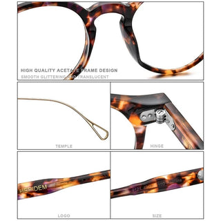 HEPIDEM Acetate Optical Eye Glasses Frame for Women Retro Vintage Round Eyeglasses Men Nerd Prescription Spectacles Eyewear 9121 Alodia Store