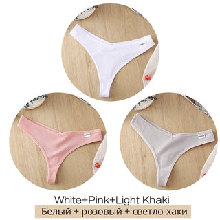 3Pcs/Set Women Cotton Thongs Panties Sexy Low Waist G-String Briefs Ladies lringerie. ALODIA STORE