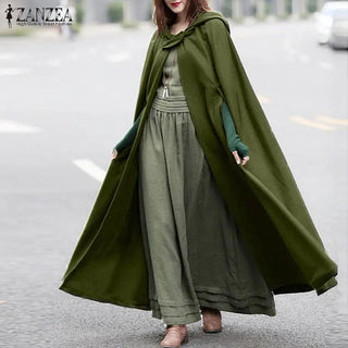 ZANZEA Women Poncho Winter Hooded Open Front Alodia Store