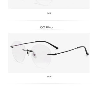 Titanium Alloy Rimless Glasses Frame Men Ultralight Round Eyeglasses Myopia Prescription Frames For Women Optical Eye Glass Alodia Store