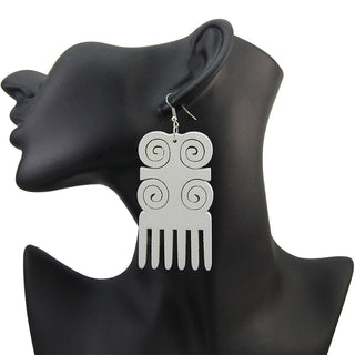 SOMESOOR 4 Styles Colorful African Comb Wooden Drop Earrings Engraved Afrocentric Ethnic Wood Dangle Jewelry For Women Gifts Alodia Store