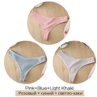 3Pcs/Set Women Cotton Thongs Panties Sexy Low Waist G-String Briefs Ladies lringerie. ALODIA STORE