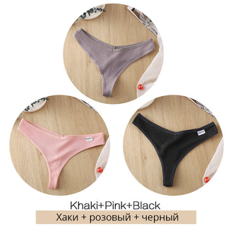 3Pcs/Set Women Cotton Thongs Panties Sexy Low Waist G-String Briefs Ladies lringerie. ALODIA STORE