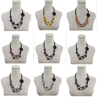YD&YDBZ Multi Color Round Wooden Short Necklace For Women Punk Style Leather Rope Statement Necklaces Yellow Jewelry Accessories Alodia Store