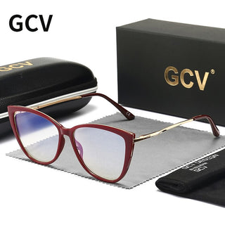 GCV Women Blue Light Blocking Glasses Sexy Fashion Cat Eye Eyeglasses Hinges Anti Blue Ray Computer Game Glasse Ultralight Frame Alodia Store