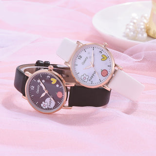 Kids Watches Pink Cute Children's Wristwatch Cartoon Pattern Quartz Watch Set For Girls Fashion Students' Clock relogio infantil Alodia Store