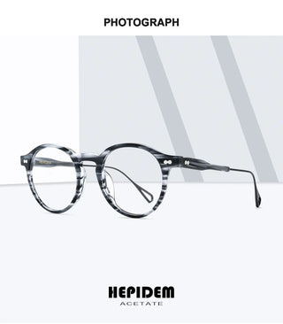 HEPIDEM Acetate Optical Eye Glasses Frame for Women Retro Vintage Round Eyeglasses Men Nerd Prescription Spectacles Eyewear 9121 Alodia Store