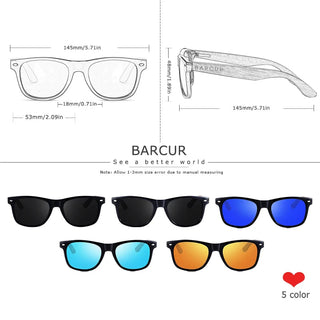 BARCUR High Quality Black women&Male UV400 Wooden Sunglass Shades ALODIA STORE
