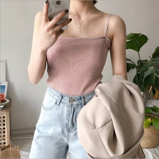 Sexy Tank Top Spaghetti Strap Tanks Top Fashion Womens Clothing Summer Knitting Croptops Slim Sexy Tube Tops Slim alodia store