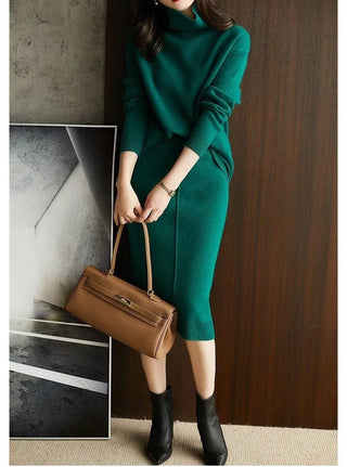 Autumn Knitted suit Korean with skirt two piece skirt set winter2 piece outfit Sweater 2023 Alodia Store