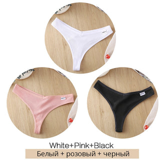 3Pcs/Set Women Cotton Thongs Panties Sexy Low Waist G-String Briefs Ladies lringerie. ALODIA STORE