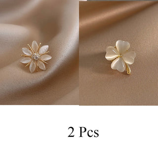 Fashion Brooch Set Flower Bow Brooches for Women Metal Anti-glare Lapel Pin Fixed Clothes Pins Sweater Coat Clothing Accessories alodia store