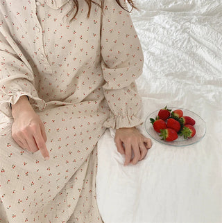 Ruffles Sleep Dress Women Long Sleeve  SLEAPWEAR Alodia Store