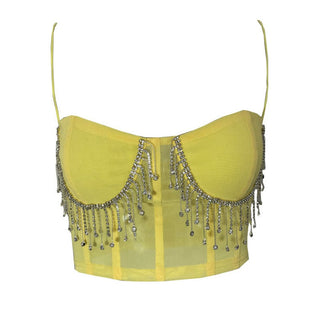 crystal tassels mesh bralette crop tops women push up croptop 2020 night out club party sexy beach wear chic ladies summer tops alodia store