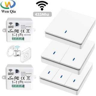 Wireless Smart Switch Light 433Mhz RF 86 Wall Panel Switch with Remote Control Mini Relay Receiver 220V Home Led Light Lamp Fan alodia store