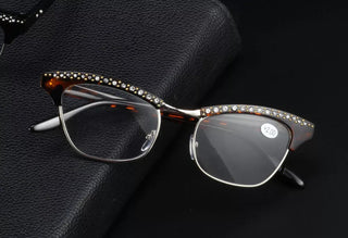 Diamond Ladies Elegant Cat Eye Reading Glasses Resin Lenses Women Crystal Rhinestone Decoration Presbyopic Eyewear for Elder Alodia Store