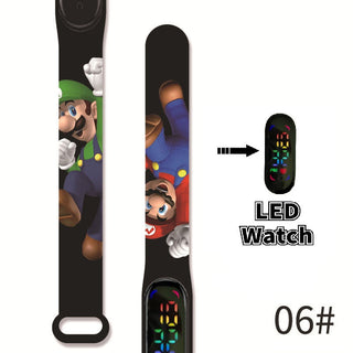 Super Mario children‘s Watch Cartoon Anime Character Luigi Luminous Bracelet Watch LED Touch Waterproof Sports kids watch gifts Alodia Store